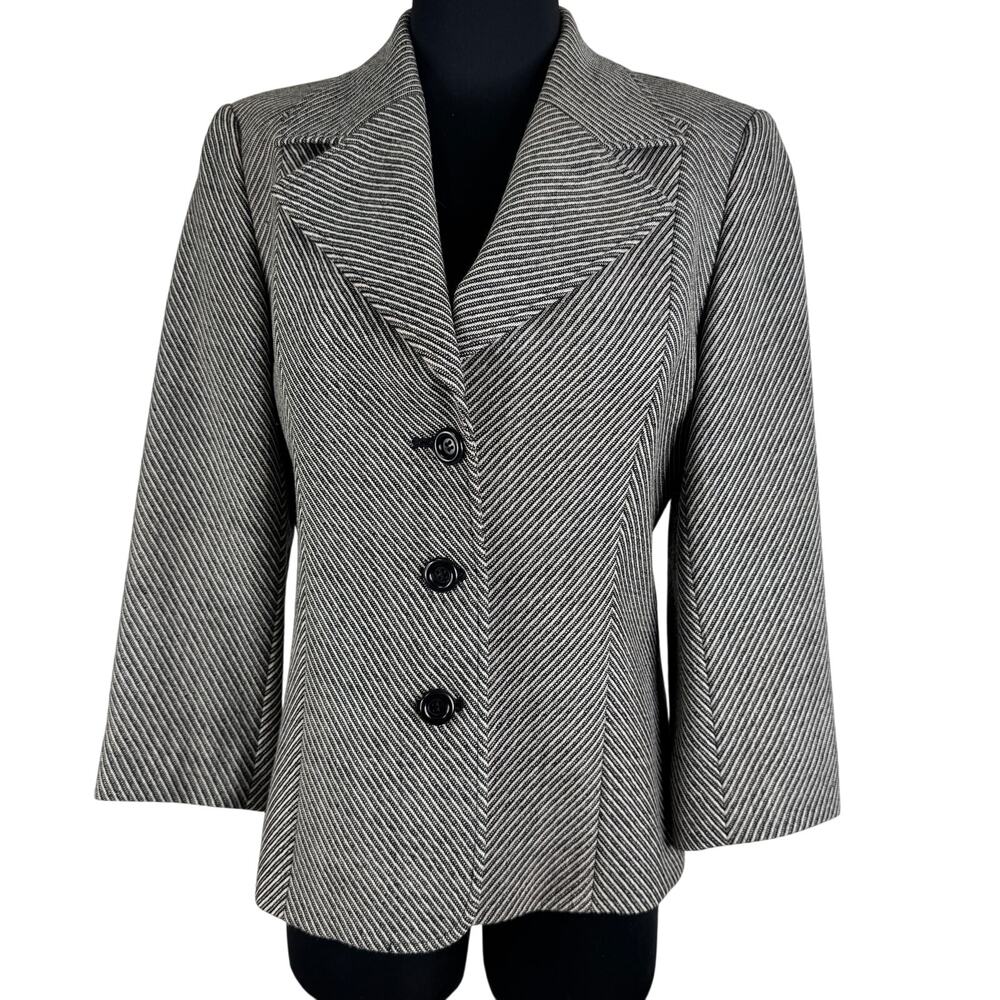 Vintage Talbots Wool Herringbone Blazer Italian Fabric Made Japan Dark Academia
